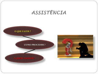 ASSISTÊNCIA
O QUE FAZER ?O QUE FAZER ?
COMO PROCEDER ?COMO PROCEDER ?
A QUEM ASSISTIR ?A QUEM ASSISTIR ?
 
