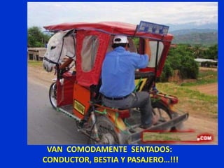 VAN COMODAMENTE SENTADOS:
CONDUCTOR, BESTIA Y PASAJERO…!!!
 