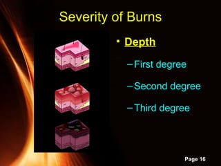 Powerpoint Templates
Page 16
• Depth
–First degree
–Second degree
–Third degree
Severity of Burns
 