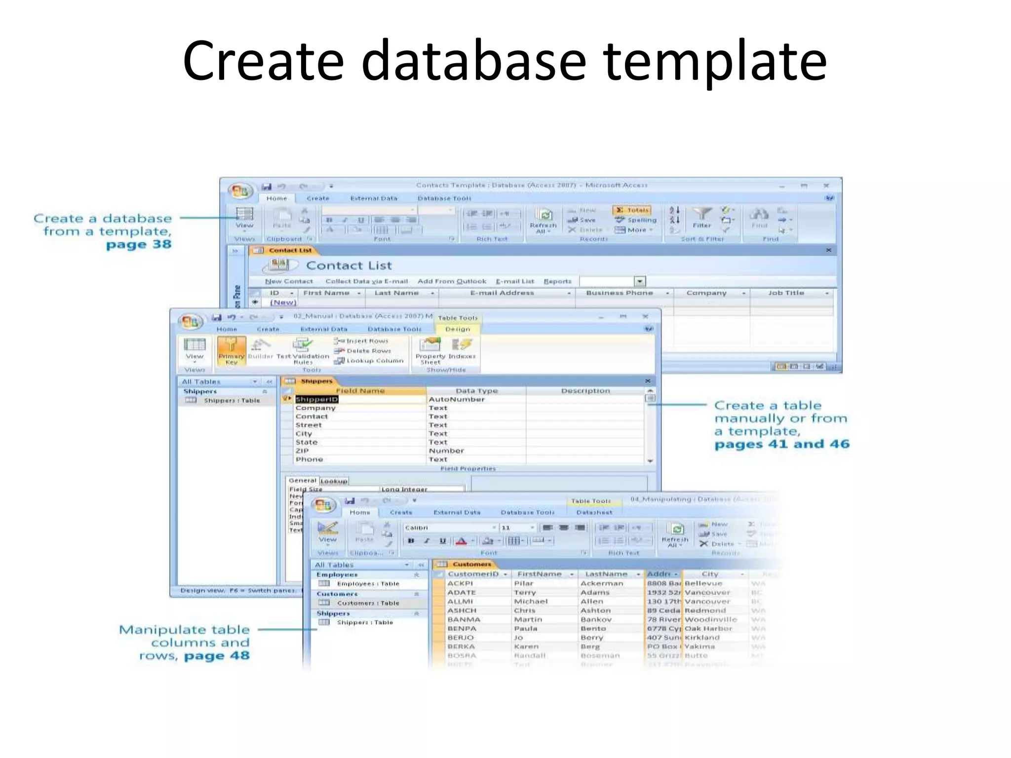 Create database template
 