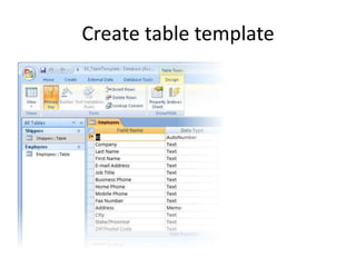 Create table template
 