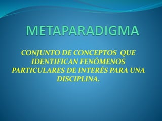 CONJUNTO DE CONCEPTOS QUE
IDENTIFICAN FENÓMENOS
PARTICULARES DE INTERÉS PARA UNA
DISCIPLINA.
 