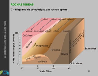 48
ROCHAS ÍGNEAS
7 – Diagrama de composição das rochas ígneas
DepartamentodeCiênciasdaTerra
 