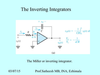 03/07/15 Prof.Satheesh MB, INA, Ezhimala
The Inverting Integrators
The Miller or inverting integrator.
 