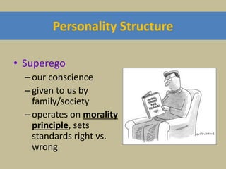 Freudian Dynamics of Personality and Anxieties
• Ego is always caught in the
middle of battles between
superego’s desires ...