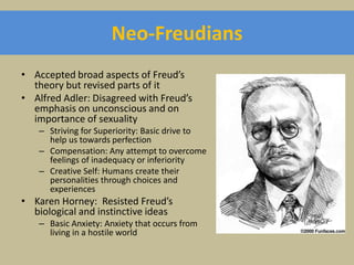 Neo-Freudians: Carl Jung (cont.)
• Anima: Archetype representing
female principle
• Animus: Archetype representing
male pr...