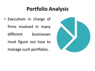 Portfolio Analysis
• Executives in charge of
firms involved in many
different businesses
must figure out how to
manage such portfolios.
 