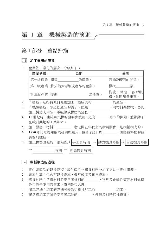 機械製造 隨堂講義第1章 學生本
