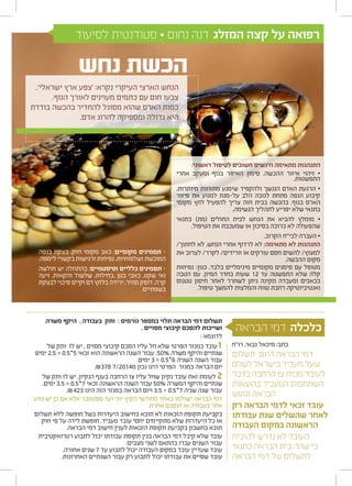 ‫לסיעוד‬ ‫סטודנטית‬ • ‫נחום‬ ‫דנה‬ ‫המזלג‬ ‫קצה‬ ‫על‬ ‫רפואה‬
:‫ראשוני‬ ‫לטיפול‬ ‫חשובים‬ ‫ודגשים‬ ‫מתאימה‬ ‫התנהגות‬
‫אחרי‬ ‫ומעקב‬ ‫בגוף‬ ‫האיזור‬ ‫סימון‬ ,‫ההכשה‬ ‫איזור‬ ‫זיהוי‬ •
,‫התפשטות‬
,‫מיותרות‬ ‫מתזוזות‬ ‫שימנע‬ ‫ולהקפיד‬ ‫הננשך‬ ‫האדם‬ ‫הרגעת‬ •
‫פיזור‬ ‫את‬ ‫למנוע‬ ‫על-מנת‬ ‫הלב‬ ‫לגובה‬ ‫מתחת‬ ‫הגפה‬ ‫קיבוע‬
‫מקומי‬ ‫לחץ‬ ‫להפעיל‬ ‫צריך‬ ‫חזה‬ ‫בבית‬ ‫בהכשה‬ ,‫בגוף‬ ‫הארס‬
,‫הנשימה‬ ‫לתהליך‬ ‫יפריע‬ ‫שלא‬ ‫בתנאי‬
‫בתנאי‬ )‫(מת‬ ‫החולים‬ ‫לבית‬ ‫הנחש‬ ‫את‬ ‫להביא‬ ‫מומלץ‬ •
,‫הטיפול‬ ‫את‬ ‫שמעכבת‬ ‫או‬ ‫בסיכון‬ ‫כרוכה‬ ‫לא‬ ‫שהפעולה‬
.‫הקרוב‬ ‫לבי"ח‬ ‫העברה‬ •
/‫לחתוך‬ ‫לא‬ ,‫הנחש‬ ‫אחרי‬ ‫לרדוף‬ ‫לא‬ :‫מתאימה‬ ‫לא‬ ‫התנהגות‬
‫את‬ ‫לצרוב‬ /‫לקרר‬ /‫וורידים‬ ‫או‬ ‫עורקים‬ ‫חסם‬ ‫להשים‬ /‫למצוץ‬
.‫ההכשה‬ ‫מקום‬
‫נפיחות‬ :‫כגון‬ ,‫בלבד‬ ‫מינימליים‬ ‫מקומיים‬ ‫סימנים‬ ‫עם‬ ‫מטופל‬
‫הטבה‬ ‫עם‬ ,‫המיון‬ ‫בחדר‬ ‫שעות‬ 12 ‫עד‬ ‫התפשטה‬ ‫שלא‬ ‫קלה‬
‫טטנוס‬ ‫חיסון‬ ‫לאחר‬ ‫לשחרר‬ ‫ניתן‬ ‫תקינה‬ ‫ומעבדה‬ ‫בכאבים‬
.‫טיפול‬ ‫להמשך‬ ‫והמלצות‬ ‫טווח‬ ‫רחבת‬ ‫ואנטיביוטיקה‬
‫נחש‬ ‫הכשת‬‫נחש‬ ‫הכשת‬
‫בגפה‬ ‫בצקת‬ ,‫חזק‬ ‫מקומי‬ ‫כאב‬ :‫מקומיים‬ ‫תסמינים‬ •
.‫לימפה‬ ‫בקשרי‬ ‫ורגישות‬ ‫נפיחות‬ ,‫ושלפוחיות‬ ‫המוכשת‬
‫חולשה‬ ‫יש‬ ‫בהתחלה‬ :‫וסיסטמיים‬ ‫כלליים‬ ‫תסמינים‬ •
‫זיעה‬ ,‫והקאות‬ ‫שלשול‬ ,‫,בחילות‬ ‫בטן‬ ‫כאבי‬ ,‫שקט‬ ‫ואי‬
‫לבצקת‬ ‫סיכוי‬ ‫וקיים‬ ‫דם‬ ‫בלחץ‬ ‫ירידה‬ ,‫מהיר‬ ‫דופק‬ ,‫קרה‬
.‫בשפתיים‬
.'‫ישראלי‬ ‫ארץ‬ ‫'צפע‬ :‫נקרא‬ ‫העיקרי‬ ‫הארצי‬ ‫הנחש‬
.‫הגוף‬ ‫לאורך‬ ‫מעוינים‬ ‫כתמים‬ ‫עם‬ ‫חום‬ ‫צבעו‬
‫בודדת‬ ‫בהכשה‬ ‫להחדיר‬ ‫מסוגל‬ ‫שהוא‬ ‫הארס‬ ‫כמות‬
.‫אדם‬ ‫להרוג‬ ‫ומספיקה‬ ‫גדולה‬ ‫היא‬
‫משרה‬ ‫היקף‬ , ‫בעבודה‬ ‫ותק‬ : ‫גורמים‬ ‫במספר‬ ‫תלוי‬ ‫הבראה‬ ‫דמי‬ ‫תשלום‬
. ‫מסויים‬ ‫קיבוצי‬ ‫להסכם‬ ‫ושייכות‬
: ‫לדוגמא‬
‫של‬ ‫ותק‬ ‫לו‬ ‫יש‬ , ‫מסוים‬ ‫קיבוצי‬ ‫הסכם‬ ‫עליו‬ ‫חל‬ ‫שלא‬ ‫הפרטי‬ ‫במגזר‬ ‫עובד‬1
‫ימים‬ 2.5 = 0.5*5 ‫זכאי‬ ‫הוא‬ ‫הראשונה‬ ‫השנה‬ ‫עבור‬ .50% ‫משרה‬ ‫והיקף‬ ‫שנתיים‬
.‫ימים‬ 3 = 0.5*6 ‫השניה‬ ‫השנה‬ ‫עבור‬
.₪378 7/2014‫מ‬ ‫נכון‬ ‫הינו‬ ‫הפרטי‬ ‫במגזר‬ ‫הבראה‬ ‫יום‬
‫של‬ ‫ותק‬ ‫לו‬ ‫יש‬ ,‫הנקיון‬ ‫בענף‬ ‫הרחבה‬ ‫צו‬ ‫עליו‬ ‫שחל‬ ‫נקיון‬ ‫עובד‬ ‫זאת‬ ‫לעומת‬ 2
.‫ימים‬ 3.5 = 0.5*7 ‫זכאי‬ ‫הראשונה‬ ‫השנה‬ ‫עבור‬ 50% ‫המשרה‬ ‫והיקף‬ ‫שנתיים‬
.₪423 ‫הינו‬ ‫הזה‬ ‫במגזר‬ ‫הבראה‬ ‫ויום‬ 3.5 = 0.5*7 ‫שניה‬ ‫שנה‬ ‫עבור‬
‫נוהג‬ ‫יש‬ ‫כן‬ ‫אם‬ ‫אלא‬ ‫ספטמבר‬ ‫ועד‬ ‫יוני‬ ‫הקיץ‬ ‫מחודשי‬ ‫באחד‬ ‫ישולמו‬ ‫הבראה‬ ‫דמי‬
.‫אחרת‬ ‫הוסכם‬ ‫או‬ ‫בעבודה‬ ‫אחר‬
‫תשלום‬ ‫ללא‬ ‫חופשה‬ ‫בשל‬ ‫היעדרות‬ ‫בחישוב‬ ‫תובא‬ ‫לא‬ ‫הזכאות‬ ‫תקופת‬ ‫בקביעת‬
‫חוק‬ ‫פי‬ ‫על‬ ‫לידה‬ ‫חופשת‬ .‫מעביד‬ ‫עובד‬ ‫יחסי‬ ‫מתקיימים‬ ‫שלא‬ ‫היעדרות‬ ‫כל‬ ‫או‬
.‫הבראה‬ ‫דמי‬ ‫חישוב‬ ‫לענין‬ ‫הזכאות‬ ‫תקופת‬ ‫בקביעת‬ ‫בחשבון‬ ‫תובא‬
‫רטרואקטיבית‬ ‫לתבוע‬ ‫יכול‬ ‫עבודתו‬ ‫תקופת‬ ‫בגין‬ ‫הבראה‬ ‫דמי‬ ‫קיבל‬ ‫שלא‬ ‫עובד‬
:‫מצבים‬ ‫לשני‬ ‫בהתאם‬ ‫עברו‬ ‫השנים‬ ‫עבור‬
.‫אחורה‬ ‫שנים‬ 7 ‫עד‬ ‫לתבוע‬ ‫יכול‬ ‫העבודה‬ ‫במקום‬ ‫עובד‬ ‫שעדיין‬ ‫עובד‬
.‫האחרונות‬ ‫השנתיים‬ ‫עבור‬ ‫רק‬ ‫לתבוע‬ ‫יכול‬ ‫עבודתו‬ ‫את‬ ‫שסיים‬ ‫עובד‬
‫הינם  תשלום‬ ‫הבראה‬ ‫דמי‬
‫לשלם‬ ‫בישראל‬ ‫מעביד‬ ‫שעל‬
‫בדבר‬ ‫הרחבה‬ ‫צו‬ ‫מכוח‬ ‫לעובד‬
‫בהוצאות‬ ‫המעביד‬ ‫השתתפות‬
‫ונופש‬ ‫הבראה‬
‫רק‬ ‫הבראה‬ ‫לדמי‬ ‫זכאי‬ ‫עובד‬
‫עבודתו‬ ‫שנת‬ ‫שהשלים‬ ‫לאחר‬
‫העבודה‬ ‫במקום‬ ‫הראשונה‬
‫להוכיח‬ ‫נדרש‬ ‫לא‬ ‫העובד‬
‫כתנאי‬ ‫הבראה‬ ‫בית‬ ‫שהה‬ ‫כי‬
‫הבראה‬ ‫דמי‬ ‫של‬ ‫לתשלום‬
‫הבראה‬ ‫דמי‬ ‫כלכלה‬
‫רו"ח‬ ,‫גבאי‬ ‫מיכאל‬ :‫כתב‬
 