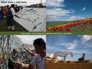 Морь минь – анд миньМорь минь – анд минь
Уран зураг, инстоляци бүтээлийн үзэсгэлэн, үзүүлбэр
 