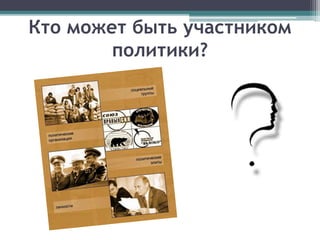 Кто может быть участником
политики?
 