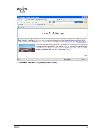 HTML 13
Tambahkan latar belakang untuk halaman web!
 