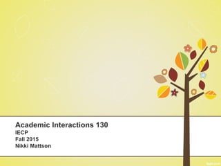 Academic Interactions 130
IECP
Fall 2015
Nikki Mattson
 