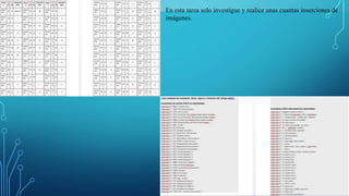 En esta tarea solo investigue y realice unas cuantas inserciones de
imágenes.
 