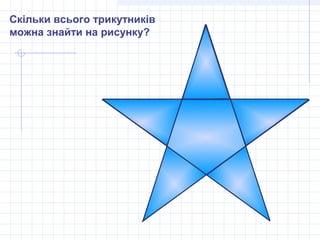 Скільки всього трикутників
можна знайти на рисунку?
 