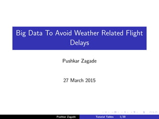 Big Data To Avoid Weather Related Flight
Delays
Pushkar Zagade
27 March 2015
Pushkar Zagade Tutorial Tables 1/30
 