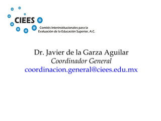 Dr. Javier de la Garza Aguilar
Coordinador General
coordinacion.general@ciees.edu.mx
 