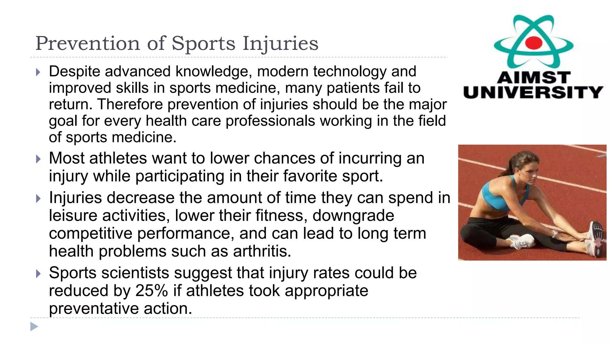 1. risk factors and prevention of sports injuries | PPTX