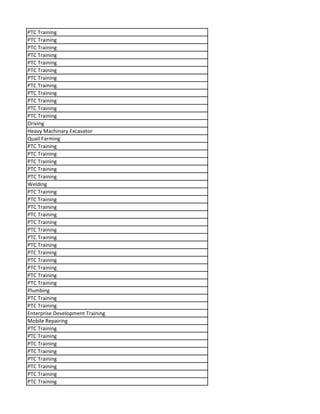 PTC Training
PTC Training
PTC Training
PTC Training
PTC Training
PTC Training
PTC Training
PTC Training
PTC Training
PTC Training
PTC Training
PTC Training
Driving
Heavy Machinary Excavator
Quail Farming
PTC Training
PTC Training
PTC Training
PTC Training
PTC Training
Welding
PTC Training
PTC Training
PTC Training
PTC Training
PTC Training
PTC Training
PTC Training
PTC Training
PTC Training
PTC Training
PTC Training
PTC Training
PTC Training
Plumbing
PTC Training
PTC Training
Enterprise Development Training
Mobile Repairing
PTC Training
PTC Training
PTC Training
PTC Training
PTC Training
PTC Training
PTC Training
PTC Training
 