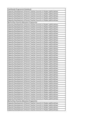 Livelihoods Programme Hindukush
Capacity Development of Parent Teacher Councils in Khyber pakhtunkhwa
Capacity Development of Parent Teacher Councils in Khyber pakhtunkhwa
Capacity Development of Parent Teacher Councils in Khyber pakhtunkhwa
Capacity Development of Parent Teacher Councils in Khyber pakhtunkhwa
Capacity Development of Parent Teacher Councils in Khyber pakhtunkhwa
Bacha Khan Poverty Alleviation Programme
Capacity Development of Parent Teacher Councils in Khyber pakhtunkhwa
Capacity Development of Parent Teacher Councils in Khyber pakhtunkhwa
Capacity Development of Parent Teacher Councils in Khyber pakhtunkhwa
Capacity Development of Parent Teacher Councils in Khyber pakhtunkhwa
Capacity Development of Parent Teacher Councils in Khyber pakhtunkhwa
Capacity Development of Parent Teacher Councils in Khyber pakhtunkhwa
Capacity Development of Parent Teacher Councils in Khyber pakhtunkhwa
Capacity Development of Parent Teacher Councils in Khyber pakhtunkhwa
Capacity Development of Parent Teacher Councils in Khyber pakhtunkhwa
Capacity Development of Parent Teacher Councils in Khyber pakhtunkhwa
Capacity Development of Parent Teacher Councils in Khyber pakhtunkhwa
Capacity Development of Parent Teacher Councils in Khyber pakhtunkhwa
Capacity Development of Parent Teacher Councils in Khyber pakhtunkhwa
Capacity Development of Parent Teacher Councils in Khyber pakhtunkhwa
Capacity Development of Parent Teacher Councils in Khyber pakhtunkhwa
Capacity Development of Parent Teacher Councils in Khyber pakhtunkhwa
Capacity Development of Parent Teacher Councils in Khyber pakhtunkhwa
Capacity Development of Parent Teacher Councils in Khyber pakhtunkhwa
Capacity Development of Parent Teacher Councils in Khyber pakhtunkhwa
Capacity Development of Parent Teacher Councils in Khyber pakhtunkhwa
Capacity Development of Parent Teacher Councils in Khyber pakhtunkhwa
Capacity Development of Parent Teacher Councils in Khyber pakhtunkhwa
Capacity Development of Parent Teacher Councils in Khyber pakhtunkhwa
Capacity Development of Parent Teacher Councils in Khyber pakhtunkhwa
Capacity Development of Parent Teacher Councils in Khyber pakhtunkhwa
Capacity Development of Parent Teacher Councils in Khyber pakhtunkhwa
Capacity Development of Parent Teacher Councils in Khyber pakhtunkhwa
Capacity Development of Parent Teacher Councils in Khyber pakhtunkhwa
Capacity Development of Parent Teacher Councils in Khyber pakhtunkhwa
Capacity Development of Parent Teacher Councils in Khyber pakhtunkhwa
Capacity Development of Parent Teacher Councils in Khyber pakhtunkhwa
Capacity Development of Parent Teacher Councils in Khyber pakhtunkhwa
Capacity Development of Parent Teacher Councils in Khyber pakhtunkhwa
Capacity Development of Parent Teacher Councils in Khyber pakhtunkhwa
Capacity Development of Parent Teacher Councils in Khyber pakhtunkhwa
Bacha Khan Poverty Alleviation Programme
Capacity Development of Parent Teacher Councils in Khyber pakhtunkhwa
Capacity Development of Parent Teacher Councils in Khyber pakhtunkhwa
Capacity Development of Parent Teacher Councils in Khyber pakhtunkhwa
Capacity Development of Parent Teacher Councils in Khyber pakhtunkhwa
 