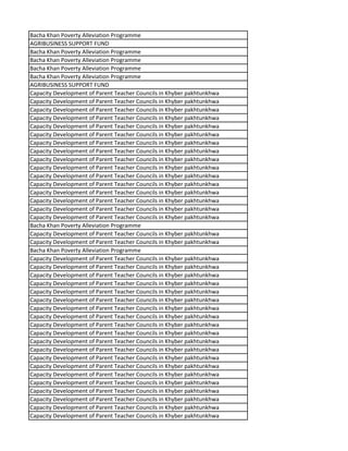 Bacha Khan Poverty Alleviation Programme
AGRIBUSINESS SUPPORT FUND
Bacha Khan Poverty Alleviation Programme
Bacha Khan Poverty Alleviation Programme
Bacha Khan Poverty Alleviation Programme
Bacha Khan Poverty Alleviation Programme
AGRIBUSINESS SUPPORT FUND
Capacity Development of Parent Teacher Councils in Khyber pakhtunkhwa
Capacity Development of Parent Teacher Councils in Khyber pakhtunkhwa
Capacity Development of Parent Teacher Councils in Khyber pakhtunkhwa
Capacity Development of Parent Teacher Councils in Khyber pakhtunkhwa
Capacity Development of Parent Teacher Councils in Khyber pakhtunkhwa
Capacity Development of Parent Teacher Councils in Khyber pakhtunkhwa
Capacity Development of Parent Teacher Councils in Khyber pakhtunkhwa
Capacity Development of Parent Teacher Councils in Khyber pakhtunkhwa
Capacity Development of Parent Teacher Councils in Khyber pakhtunkhwa
Capacity Development of Parent Teacher Councils in Khyber pakhtunkhwa
Capacity Development of Parent Teacher Councils in Khyber pakhtunkhwa
Capacity Development of Parent Teacher Councils in Khyber pakhtunkhwa
Capacity Development of Parent Teacher Councils in Khyber pakhtunkhwa
Capacity Development of Parent Teacher Councils in Khyber pakhtunkhwa
Capacity Development of Parent Teacher Councils in Khyber pakhtunkhwa
Capacity Development of Parent Teacher Councils in Khyber pakhtunkhwa
Bacha Khan Poverty Alleviation Programme
Capacity Development of Parent Teacher Councils in Khyber pakhtunkhwa
Capacity Development of Parent Teacher Councils in Khyber pakhtunkhwa
Bacha Khan Poverty Alleviation Programme
Capacity Development of Parent Teacher Councils in Khyber pakhtunkhwa
Capacity Development of Parent Teacher Councils in Khyber pakhtunkhwa
Capacity Development of Parent Teacher Councils in Khyber pakhtunkhwa
Capacity Development of Parent Teacher Councils in Khyber pakhtunkhwa
Capacity Development of Parent Teacher Councils in Khyber pakhtunkhwa
Capacity Development of Parent Teacher Councils in Khyber pakhtunkhwa
Capacity Development of Parent Teacher Councils in Khyber pakhtunkhwa
Capacity Development of Parent Teacher Councils in Khyber pakhtunkhwa
Capacity Development of Parent Teacher Councils in Khyber pakhtunkhwa
Capacity Development of Parent Teacher Councils in Khyber pakhtunkhwa
Capacity Development of Parent Teacher Councils in Khyber pakhtunkhwa
Capacity Development of Parent Teacher Councils in Khyber pakhtunkhwa
Capacity Development of Parent Teacher Councils in Khyber pakhtunkhwa
Capacity Development of Parent Teacher Councils in Khyber pakhtunkhwa
Capacity Development of Parent Teacher Councils in Khyber pakhtunkhwa
Capacity Development of Parent Teacher Councils in Khyber pakhtunkhwa
Capacity Development of Parent Teacher Councils in Khyber pakhtunkhwa
Capacity Development of Parent Teacher Councils in Khyber pakhtunkhwa
Capacity Development of Parent Teacher Councils in Khyber pakhtunkhwa
Capacity Development of Parent Teacher Councils in Khyber pakhtunkhwa
 