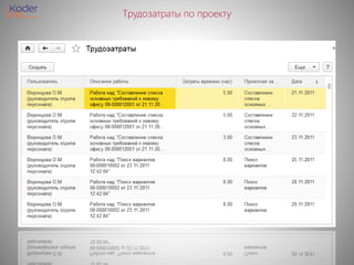 Трудозатраты по проекту
 