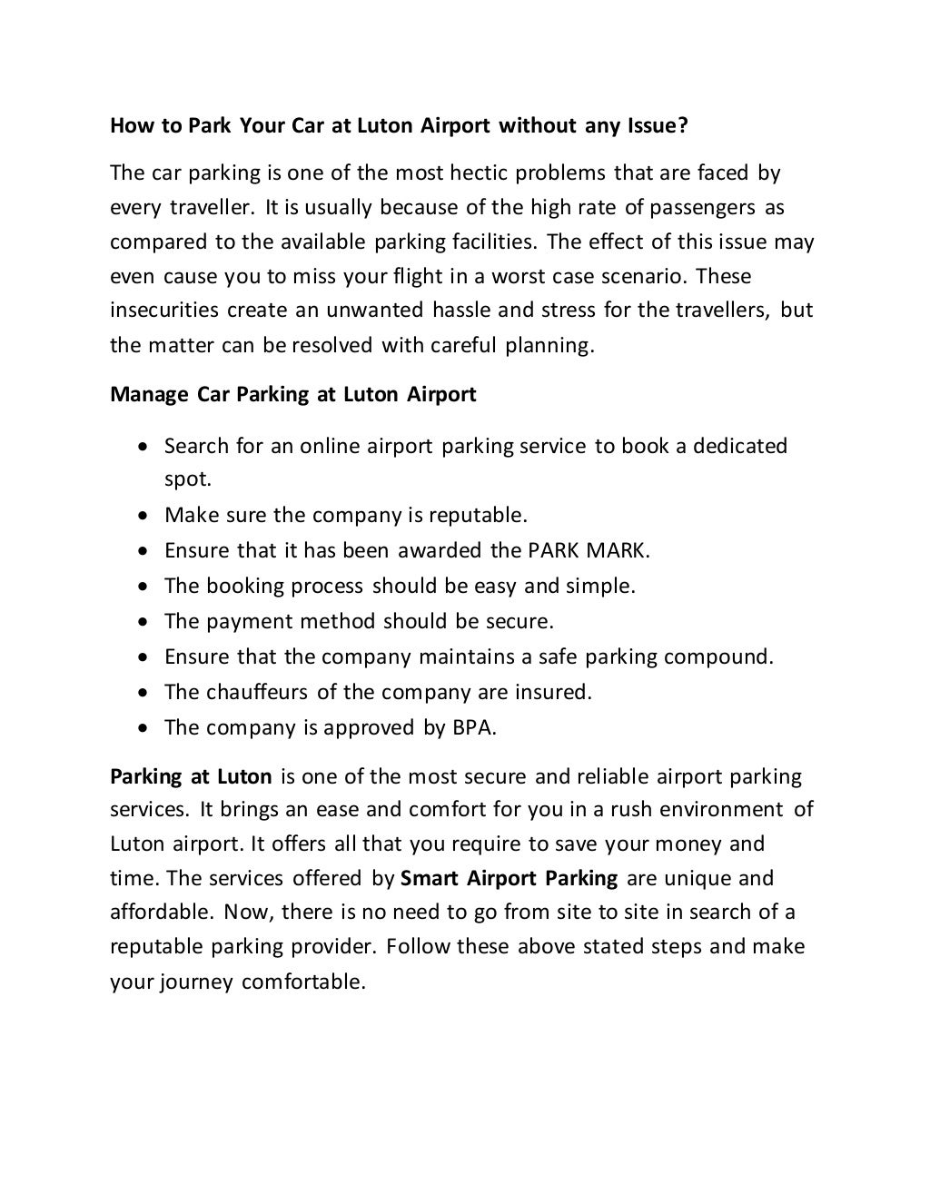 How to Park Your Car at Luton Airport without any Issue?