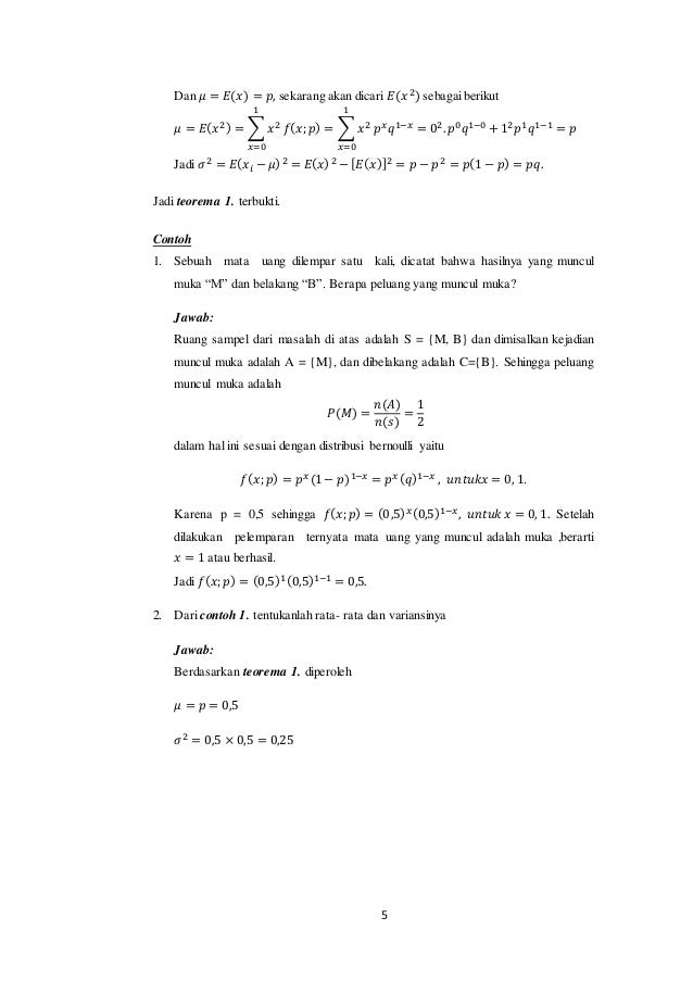 Distribusi Seragam Bernoulli Dan Binomial