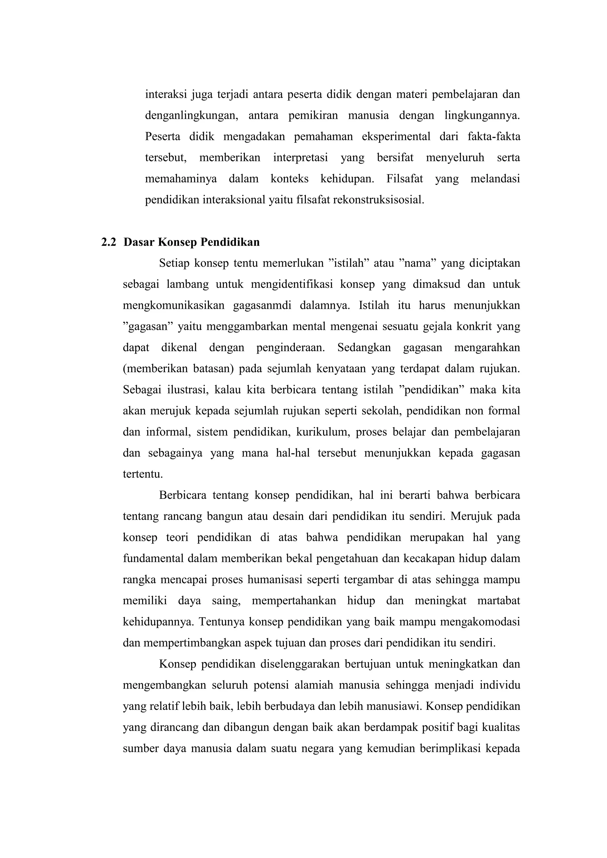 Dasar Teori dan Konsep Pendidikan | PDF