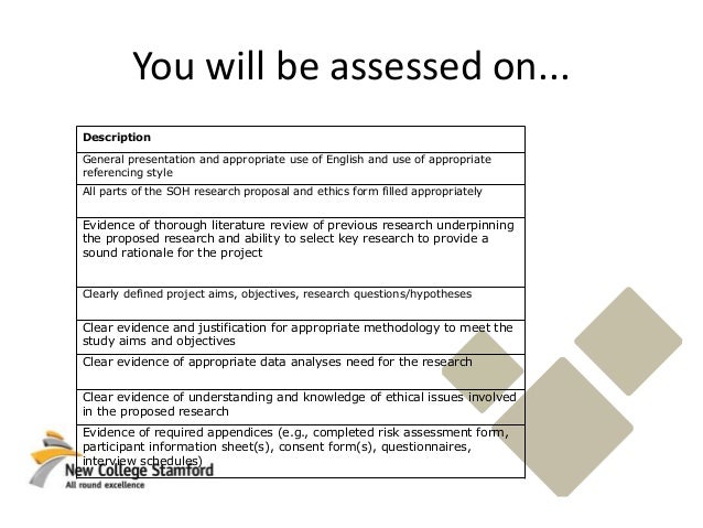 Risk assessment for research proposal
