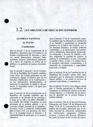 Ley Organica de Educación Superior | PDF