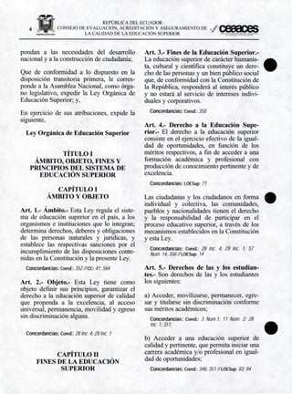 Ley Organica de Educación Superior | PDF
