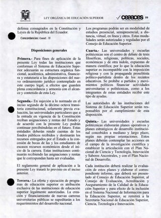 Ley Organica de Educación Superior | PDF