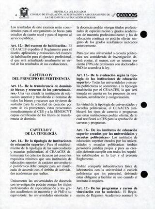 Reglamento General Ley Orgánica de Educacion Superior | PDF