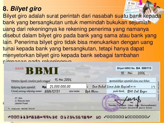 membayar sejumlah surat uang kepada perintah untuk bank adminitrasi lingkup ruang transaksi
