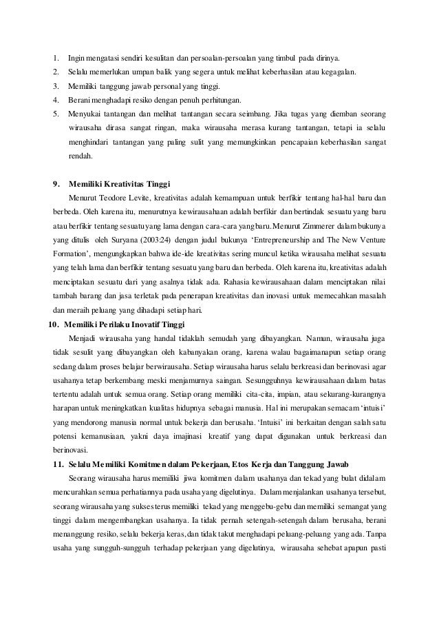 Berikut Sifat Yang Harus Dimiliki Oleh Seorang Wirausaha