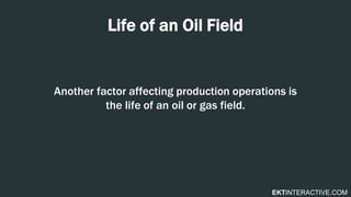 EKTINTERACTIVE.COM
Life of an Oil Field
Another factor affecting production operations is
the life of an oil or gas field.
 