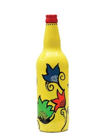 Hand-Painted Flower Decorative Bottle - Christmas Gifting 