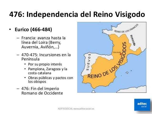 Resultado de imagen de El reino visigodo en tiempos de Eurico