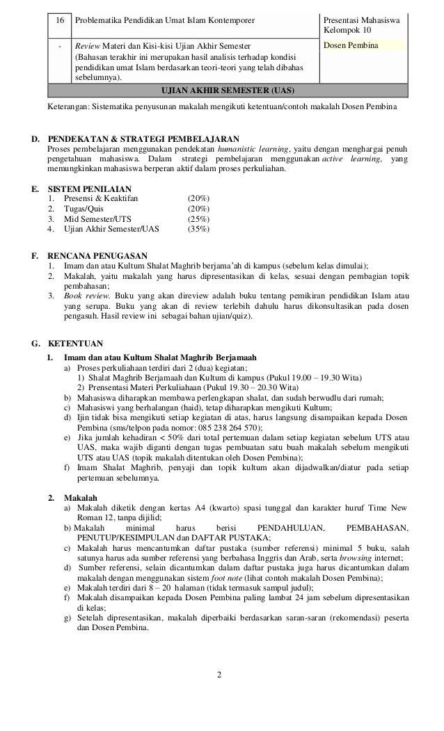 1 Staid Ki Ii Course Outline Sap Ilmu Pendidikan Islam