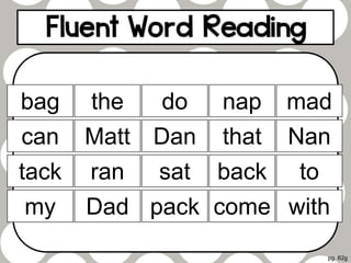 pg. 62g
bag the do nap mad
can Matt Dan that Nan
tack ran sat back to
my Dad pack come with
 