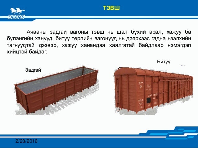 вагоны ангилал төрөл ба үндсэн хэсгүүдийн тухай ерөнхий ойлголт
