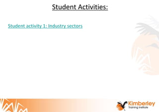 Student Activities:
Student activity 1: Industry sectors
 