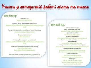 Участь у методичній роботі міста та школи
 
