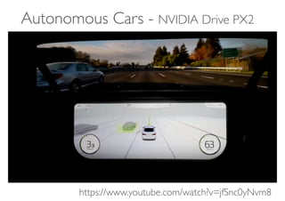 https://www.youtube.com/watch?v=jfSnc0yNvm8
Autonomous Cars - NVIDIA Drive PX2
 