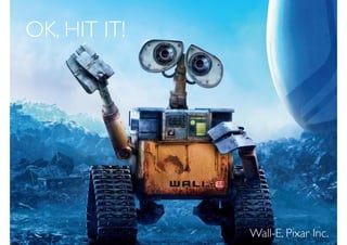ROBOTS
Wall-E, Pixar Inc.
OK, HIT IT!
 