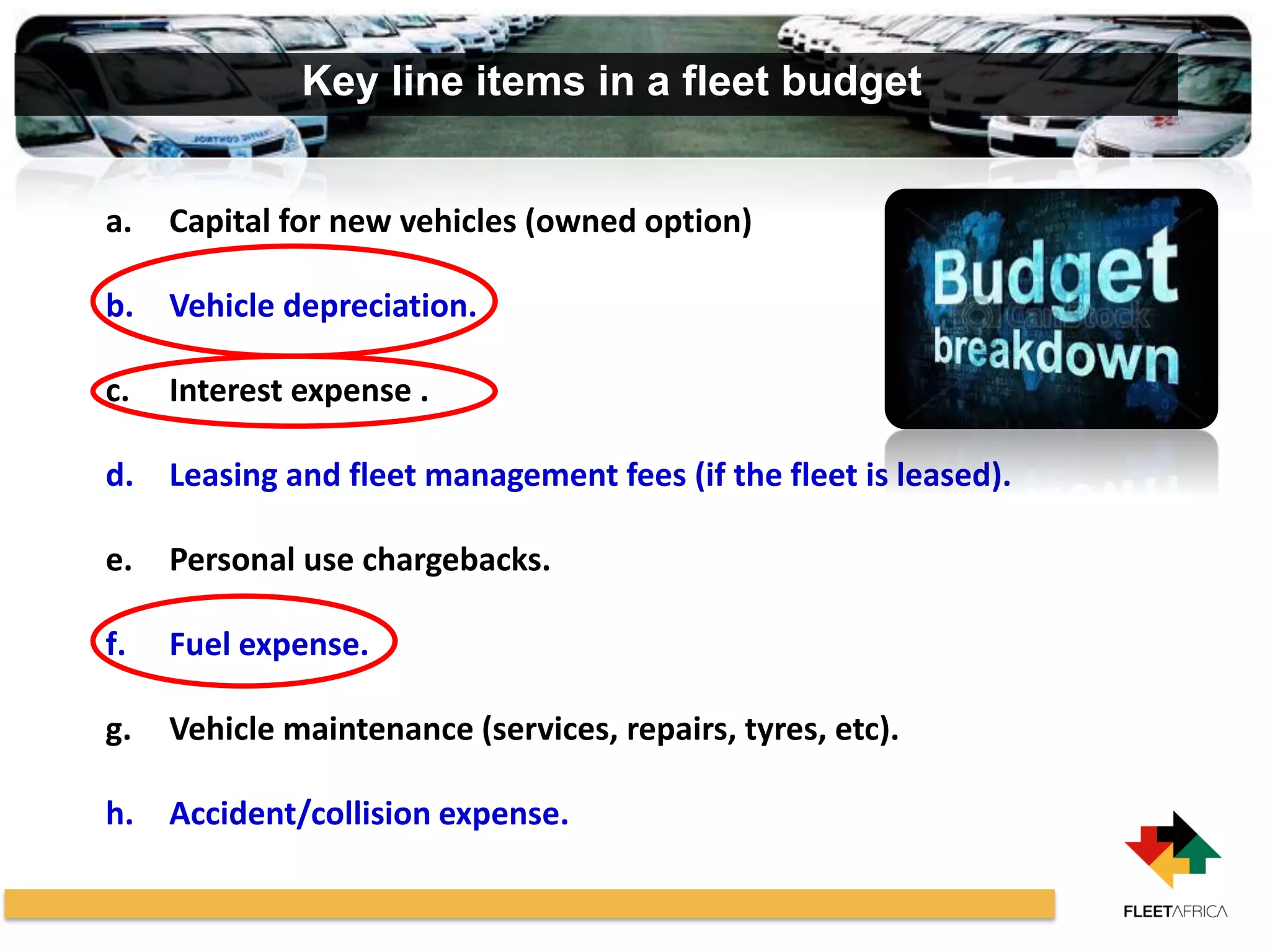 Optimising your budget to ensure the smooth running of your fleet ...