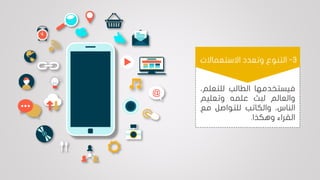 ‫فيستخدمها‬‫الطالب‬‫للتعل‬،‫م‬
‫والعالم‬‫لبث‬‫علمه‬‫وتعليم‬
،‫الناس‬‫والكاتب‬‫للتواصل‬‫مع‬
‫القراء‬‫وهكذا‬.
3-‫االستعماالت‬ ‫وتعدد‬ ‫التنوع‬
 