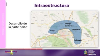 Infraestructura
Desarrollo de
la parte norte
EstrategiasComplementarias
Garcia
Cienega
de Flores
Pesquería
Cadereyta
 