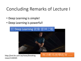 Choosing Proper Loss
Total
Loss
w1
w2
Cross
Entropy
Square
Error
When using softmax output layer,
choose cross entropy
http://jmlr.org/procee
dings/papers/v9/gloro
t10a/glorot10a.pdf
 